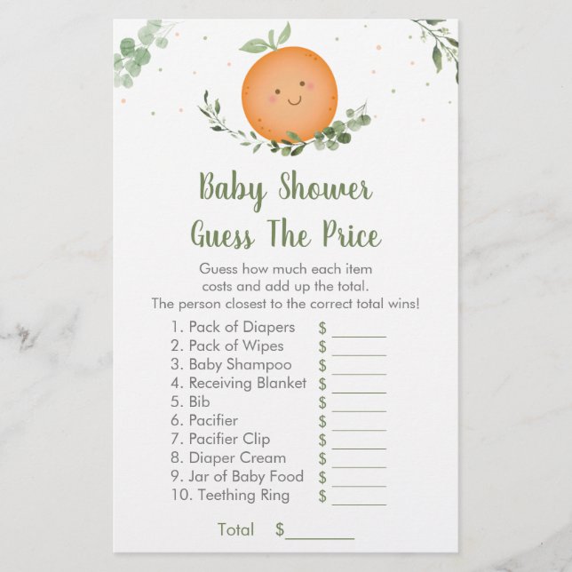 Little Cutie Greenery Guess The Price Baby Game (Front)