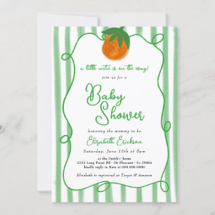 Little Cutie Hand-drawn Citrus Orange Baby Shower Invitation