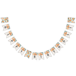 little cutie happy birthday banner orange birthday