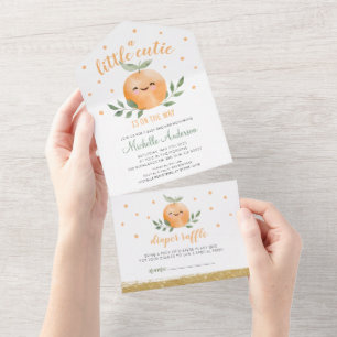 Little Cutie Is On The Way Baby Shower All In One Invitation