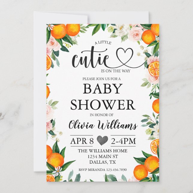 Little Cutie is on the Way Baby Shower Invitation (Front)