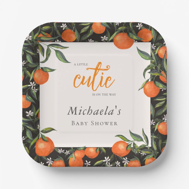 Little Cutie is on the Way  Baby Shower  Paper Plate (Front)