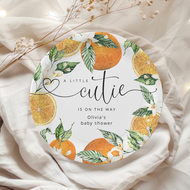 Little cutie is on the way baby shower paper plate (Creator Uploaded)