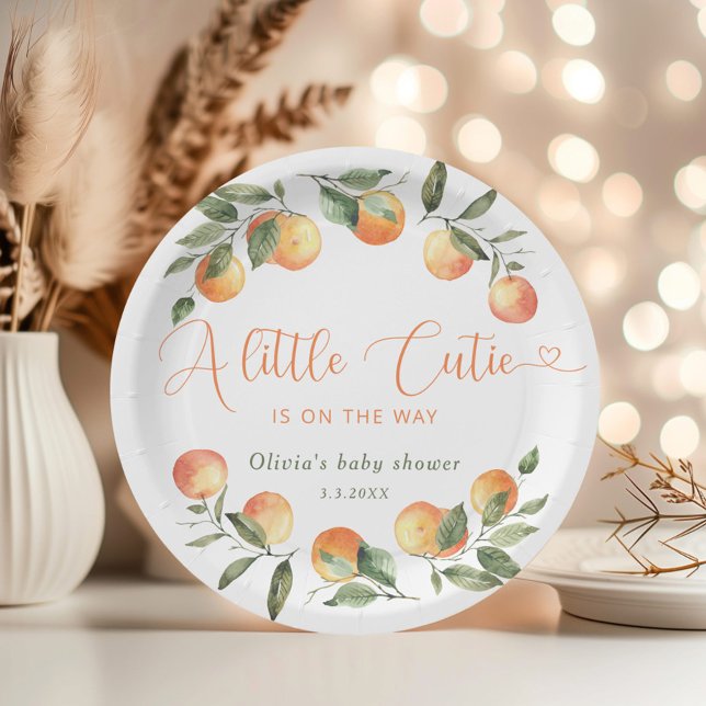 Little cutie is on the way baby shower paper plate (Creator Uploaded)