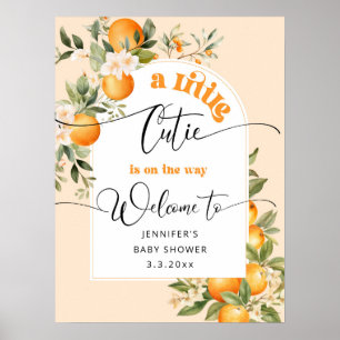 Little cutie is on the way baby shower welcome poster