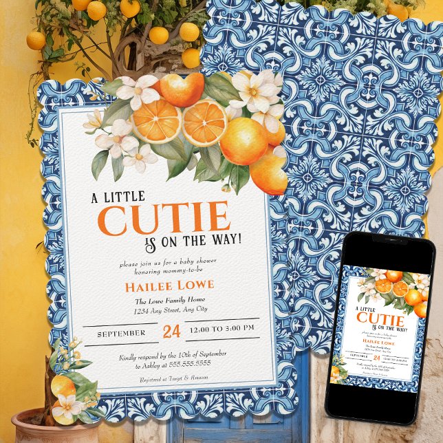 Little Cutie Is On The Way Editable Baby Shower Invitation (Creator Uploaded)