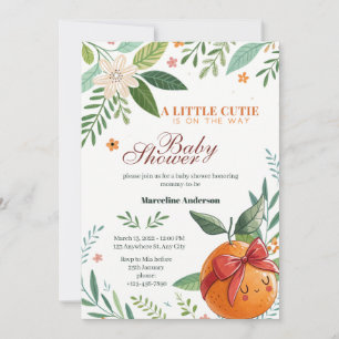 Little Cutie is On the Way Grapefruit Coquette  Invitation