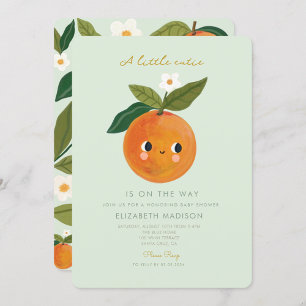 Little Cutie is on the way Orange Baby Shower Invitation