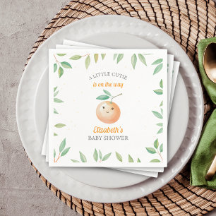 Little Cutie is On The Way Orange Baby Shower Napkin