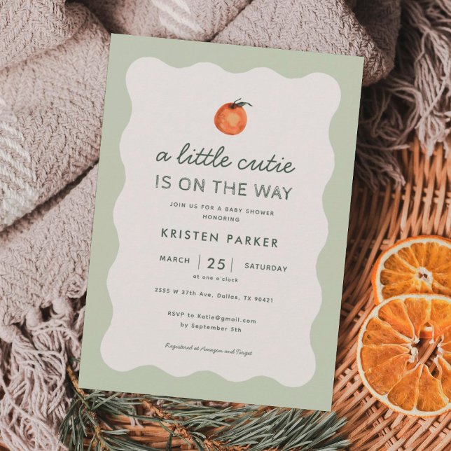 Little Cutie is on the Way Tangerine Baby Shower I Invitation (Creator Uploaded)