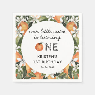Little Cutie Is Turning One 1st Birthday Party  Napkin