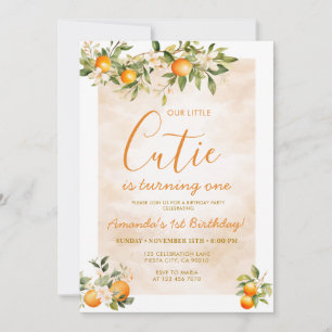 Little Cutie is turning One Birthday Invitation