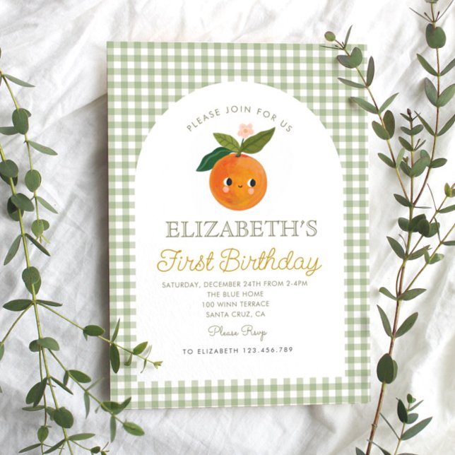 Little Cutie is turning One Orange Birthday Invitation (Creator Uploaded)
