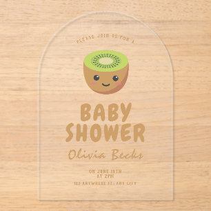 Little Cutie Kiwi Baby Shower  Acrylic Invitations