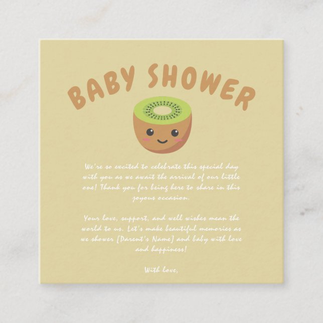 Little Cutie Kiwi Baby Shower  Enclosure Card (Front)