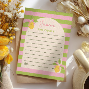 Little Cutie Lemon 1st Birthday Time Capsule Cards