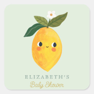 Little Cutie Lemon Baby Shower  Square Sticker