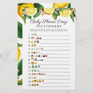 Little Cutie Lemon Citrus Baby Shower Emoji Game