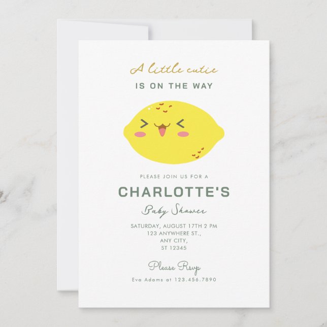 Little Cutie Lemon Citrus Baby Shower Invitation (Front)