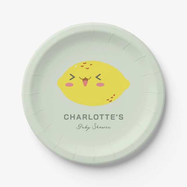 Little Cutie Lemon Citrus Baby Shower Paper Plate (Front)