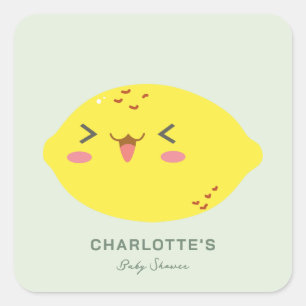 Little Cutie Lemon Citrus Baby Shower Square Sticker