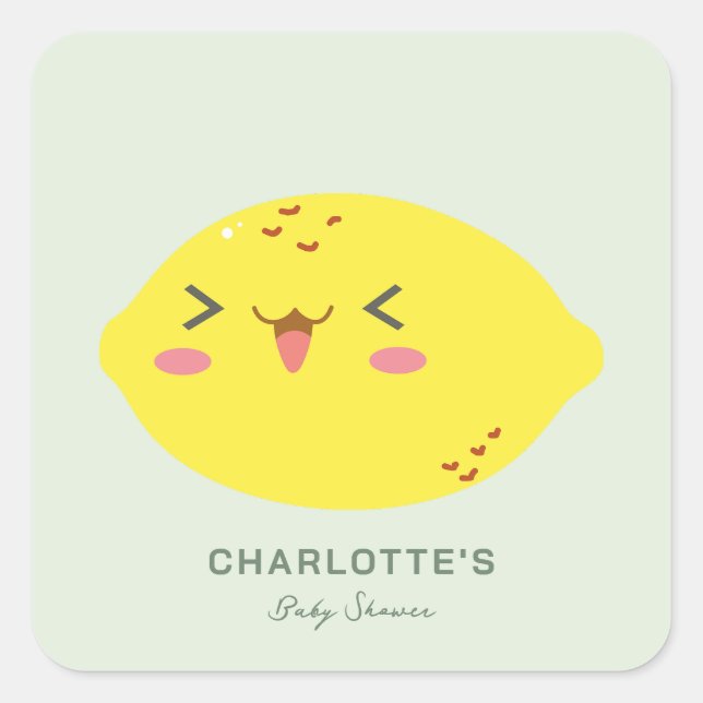 Little Cutie Lemon Citrus Baby Shower Square Sticker (Front)