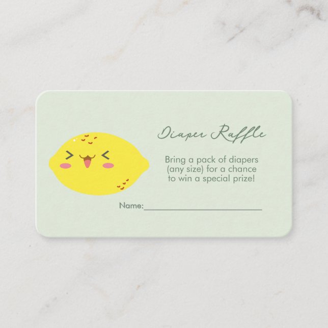 Little Cutie Lemon Citrus Diaper Raffle Enclosure Card (Front)