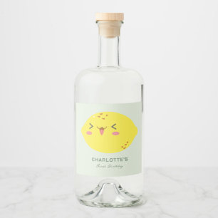 Little Cutie Lemon Citrus First Birthday Liquor Bottle Label