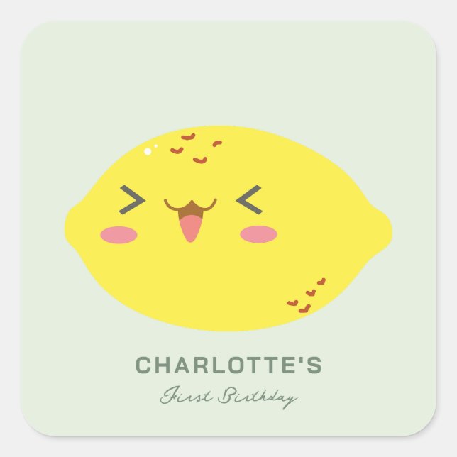 Little Cutie Lemon Citrus First Birthday Square Sticker (Front)