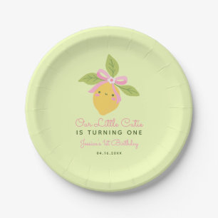 Little Cutie Lemon Fruit Mint Green 1st Birthday  Paper Plate