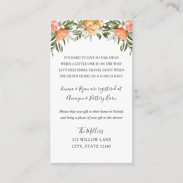 Little Cutie Long distance baby shower insert (Front)