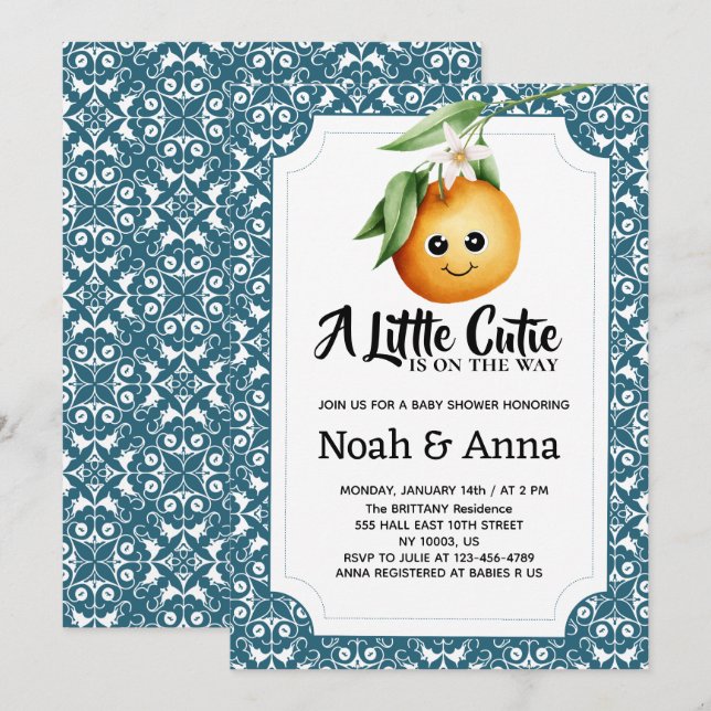  little cutie Mediterranean baby shower Invitation (Front/Back)
