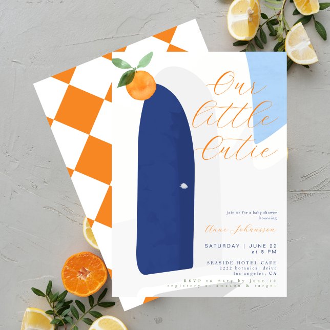 Little Cutie Modern Mediterran Baby Shower Invitation (Creator Uploaded)