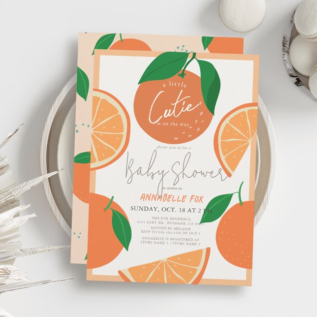 Little Cutie Modern Orange Baby Shower Invitation (Creator Uploaded)