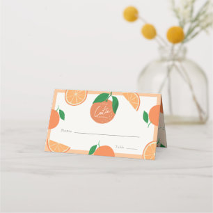 Little Cutie Modern Orange Baby Shower Place Card