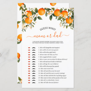 Little cutie mummy or daddy baby shower game