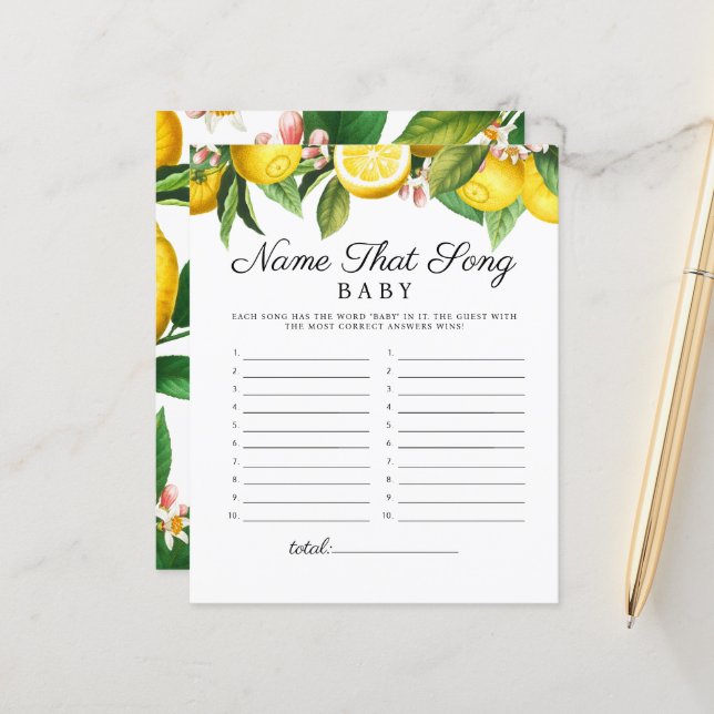 Little Cutie Name That Song Baby Shower Game (Front/Back In Situ)