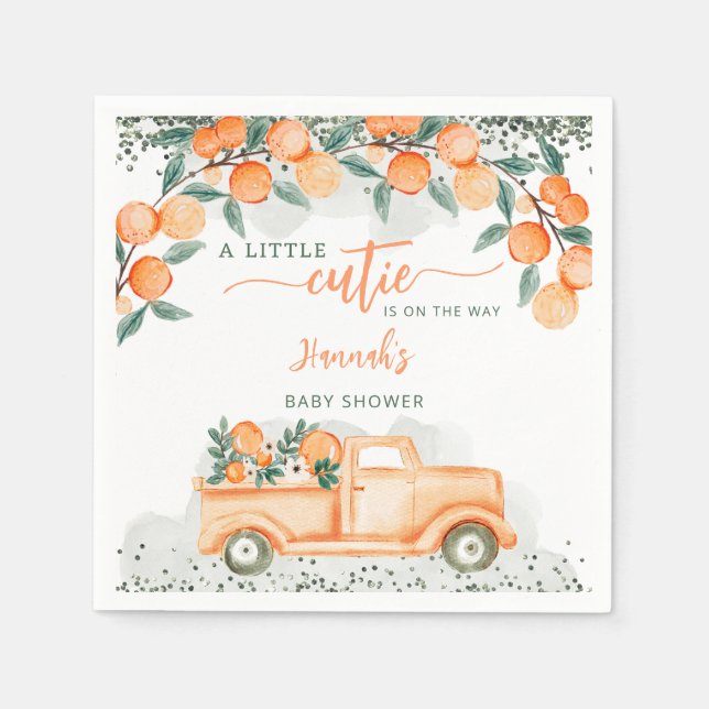 Little Cutie On The Way Baby Shower  Napkin (Front)