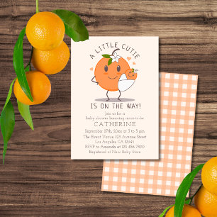 Little Cutie On the way   Cute Orange Baby Shower  Invitation