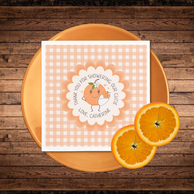 Little Cutie On the way | Cute Orange Baby Shower  Napkin (Creator Uploaded)