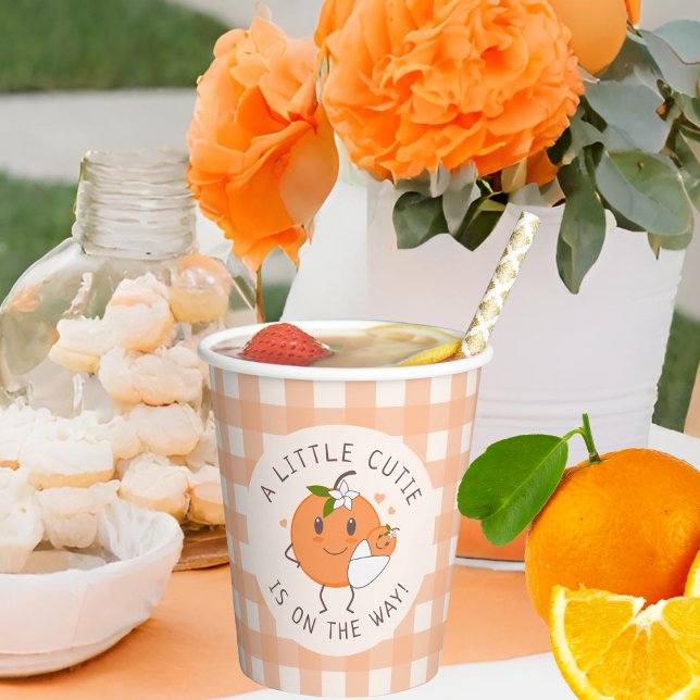 Little Cutie On the way | Cute Orange Baby Shower  Paper Cups (Creator Uploaded)