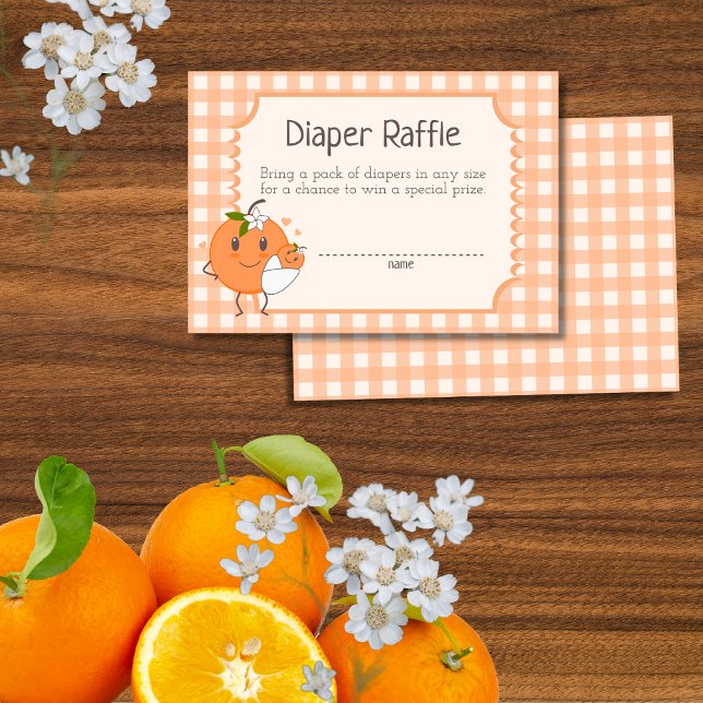 Little Cutie On the way Cute Orange Diaper Raffle Enclosure Card (Creator Uploaded)