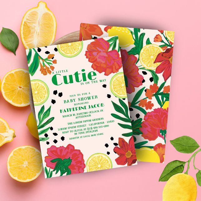 Little cutie on the way Lemon citrus baby shower I Invitation (Creator Uploaded)