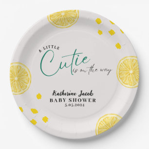 Little cutie on the way Lemon citrus baby shower Paper Plate