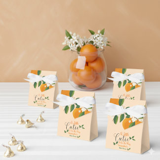 Little Cutie On The Way Orange Baby Shower Favour Box