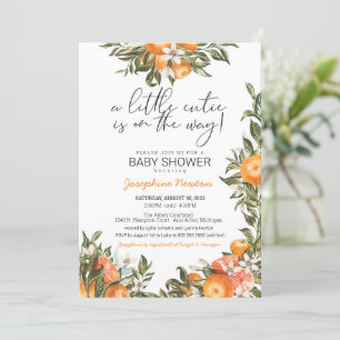 Little Cutie on the Way Orange Citrus Baby Shower Invitation