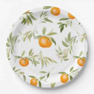 Little Cutie On The Way Orange Citrus Baby Shower  Paper Plate