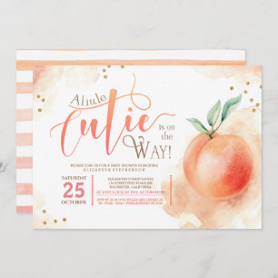 Little Cutie On The Way Peach Baby Shower Invitation