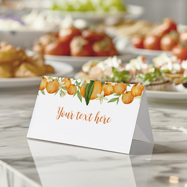Little Cutie Orange 1st Birthday Food Place Card (Creator Uploaded)