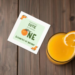 Little Cutie Orange 1st Birthday Napkin